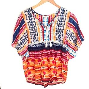 Bll New York Tops Bll New York Tie Dye Tassel Top Shirt Boho Flowy, Size M